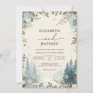 Frosted Evergreen Winter Wedding Invitation