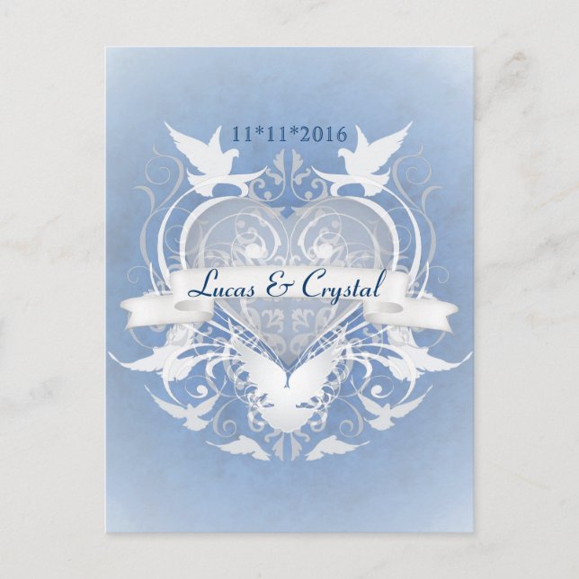 Frosted Fairy Tale Blue Save The Date Postcard (Front)