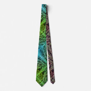 Frosted fern blue green brown leaves pattern tie