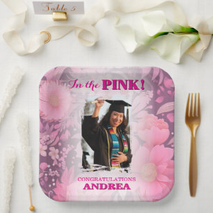 Frosted Floral In The Pink! Graduation Party Paper Plate