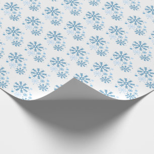 Frosted Flurries Blue Snowflake Wrapping Paper
