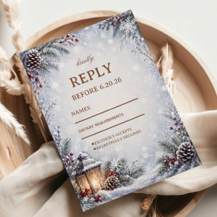 Frosted Forest Lantern Winter Romance RSVP Card