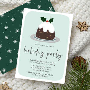 Frosted Fruitcake Holly Mint & Green Holiday Party Invitation