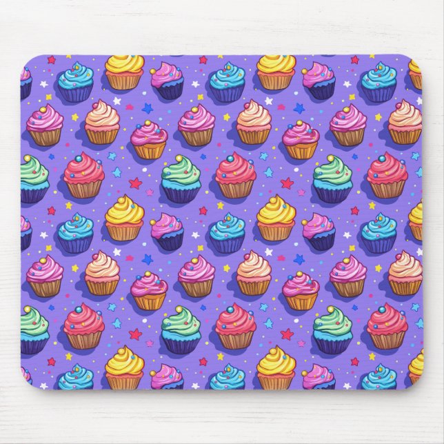 Frosted Fun Cupcake Pattern: Whimsical Bakery  Mouse Pad (Front)