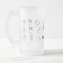 Frosted Glass Beer Mug ECC, ZODIACAL BREAST