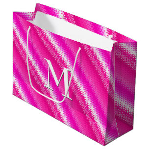 Frosted glass stripes - pink and fuchsia large gift bag