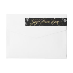 Frosted Greeting Holiday Address Label Black