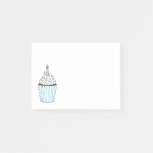Frosted Happy Birthday Cupcake Cake Candle Bday Post-it Notes