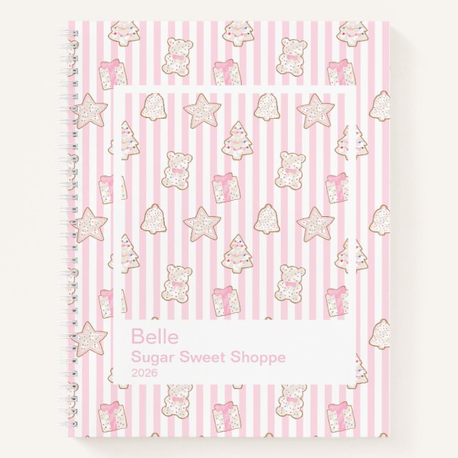 Frosted Holiday Cookies Large Transparent Frame Notebook (Front)
