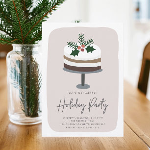 Frosted Holly   Cute Modern Holiday Party Invitation