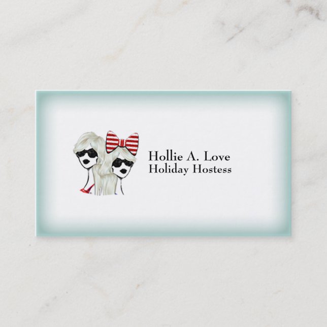 Frosted Ice | Fade to Blue Border | Customisable Business Card (Front)