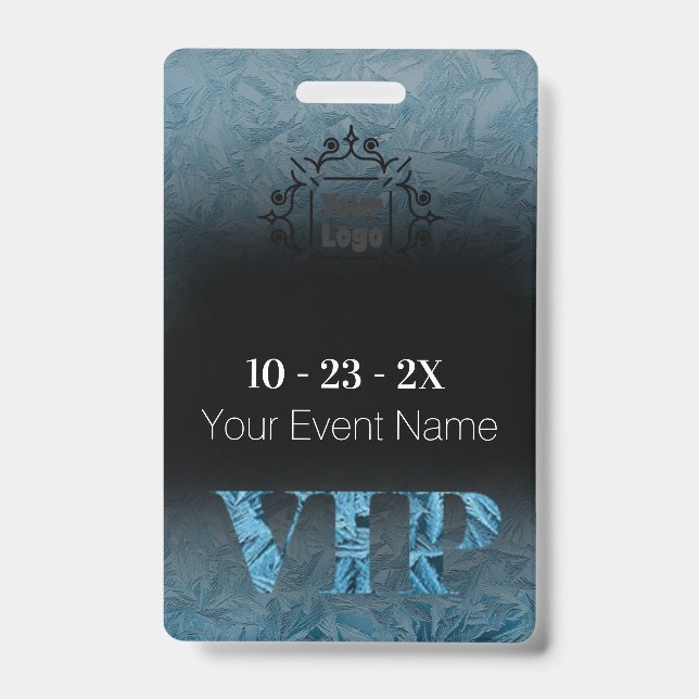Frosted Ice on Black VIP with Logo ID Badge (Front)