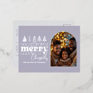 Frosted Lilac & Glacier Mist Christmas Photo Foil Holiday Postcard