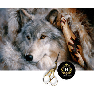 Frosted Lodge Grey Wolf Portrait Tissue Paper