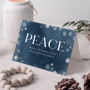 Frosted Peace Navy Watercolor Non-Photo Holiday Card