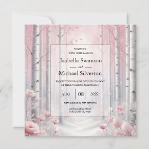 Frosted Petals in a Winter Woodland Wedding Invitation