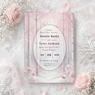 Frosted Petals in a Winter Woodland Wedding Invitation