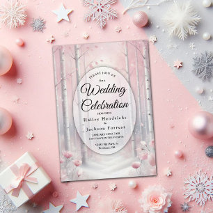 Frosted Petals in a Winter Woodland Wedding Invitation