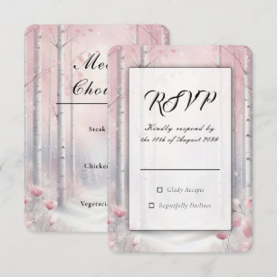 Frosted Petals in a Winter Woodland Wedding RSVP Card