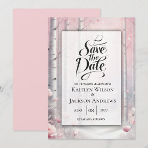 Frosted Petals in a Winter Woodland Wedding Save The Date