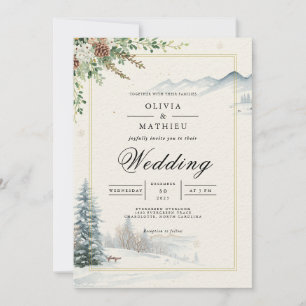 Frosted Pine Winter Woodland Wedding Invitation