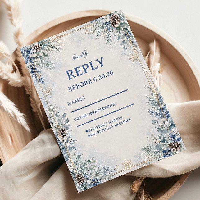 Frosted Pinecone Winter Botanical Romance RSVP Card (Creator Uploaded)