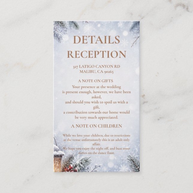 Frosted Pines And Lantern Glow Enclosure Card (Front)