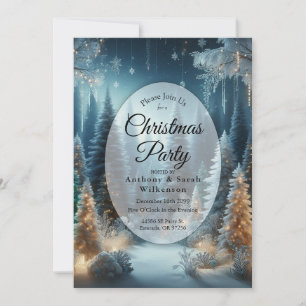 Frosted Pines in Winter Glow Christmas Party Invitation