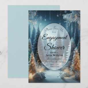 Frosted Pines in Winter Glow Engagement Shower Invitation