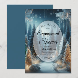 Frosted Pines in Winter Glow Engagement Shower Invitation