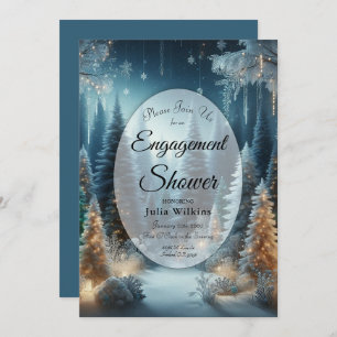 Frosted Pines in Winter Glow Engagement Shower Invitation