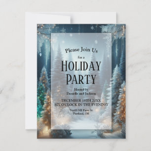 Frosted Pines in Winter Glow Holliday Party Invitation