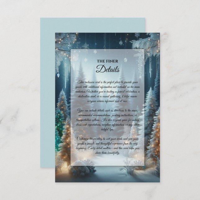 Frosted Pines in Winter Glow Wedding Enclosure Card (Front/Back)