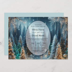 Frosted Pines in Winter Glow Wedding Invitation