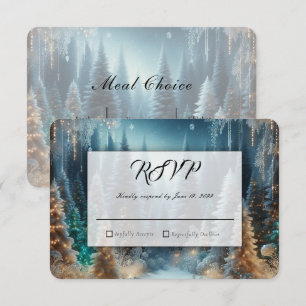 Frosted Pines in Winter Glow Wedding RSVP Card