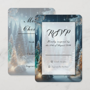 Frosted Pines in Winter Glow Wedding RSVP Card