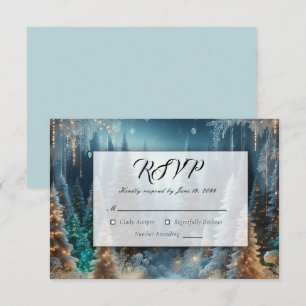 Frosted Pines in Winter Glow Wedding RSVP Card