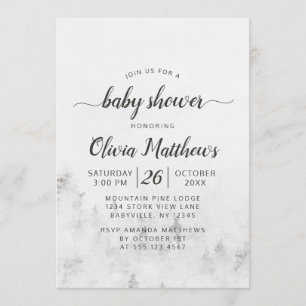 Frosted Pines Rustic White Baby Girl Shower Invitation