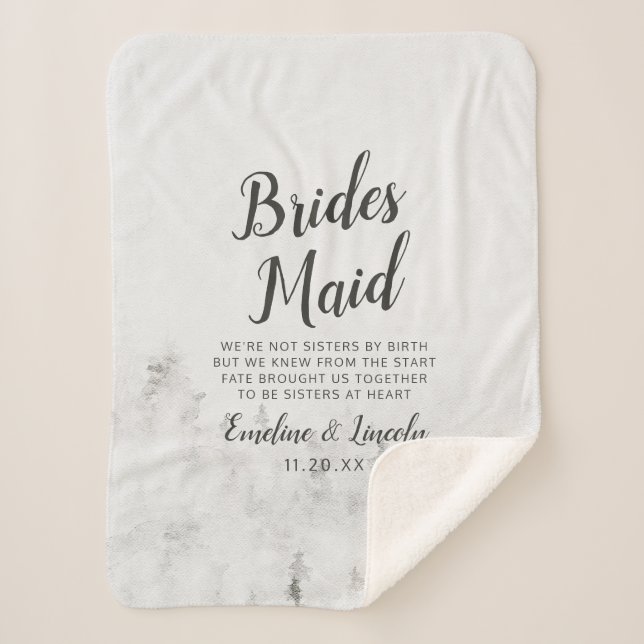 Frosted Pines Rustic White To the Bridesmaid Quote Sherpa Blanket (Front)