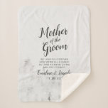 Frosted Pines To the Mother of the Groom Quote Sherpa Blanket<br><div class="desc">Frosted Pines Rustic White Mountain Range Snowy Winter Design with Hand Painted Pine Trees, Watercolor Paper Texture Background, and White Grey and Black muted colour palette. Perfect for a winter wedding, or outdoor lodge venue With modern chic brush script fonts, and simple minimalist background - Mother of the Groom Heartfelt...</div>