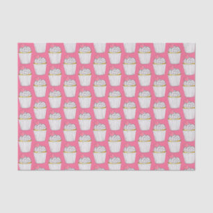 Frosted Pink Heart Cupcake Sprinkles Dessert Love Tissue Paper