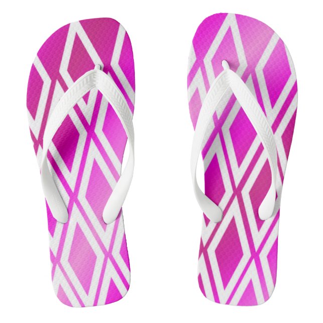Frosted Pink White Diamond Pattern Thongs (Footbed)