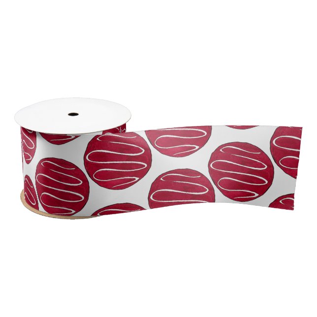 Frosted Red Velvet Cookie Print Baking Bake Sale Satin Ribbon (Spool)