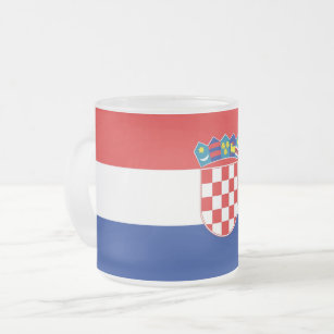 Frosted small glass mug with flag of Croatia