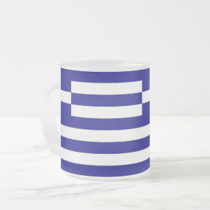 Frosted small glass mug with flag of Greece