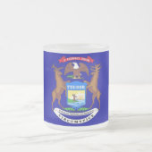 Frosted small glass mug with flag of Michigan (Center)