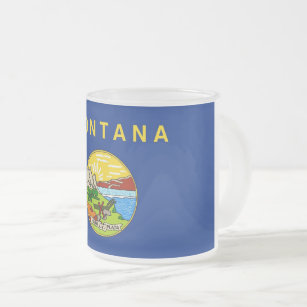 Frosted small glass mug with flag of Montana