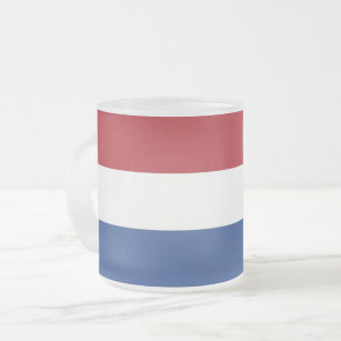 Frosted small glass mug with flag of Netherlands