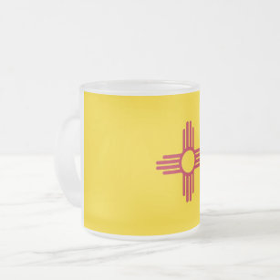 Frosted small glass mug with flag of New Mexico