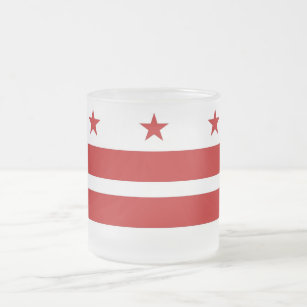 Frosted small glass mug with flag Washington DC